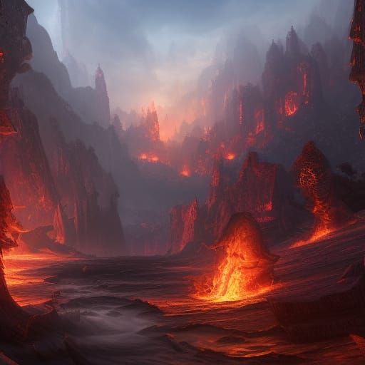 Fantastical Firescape in Detailed Matte Painting