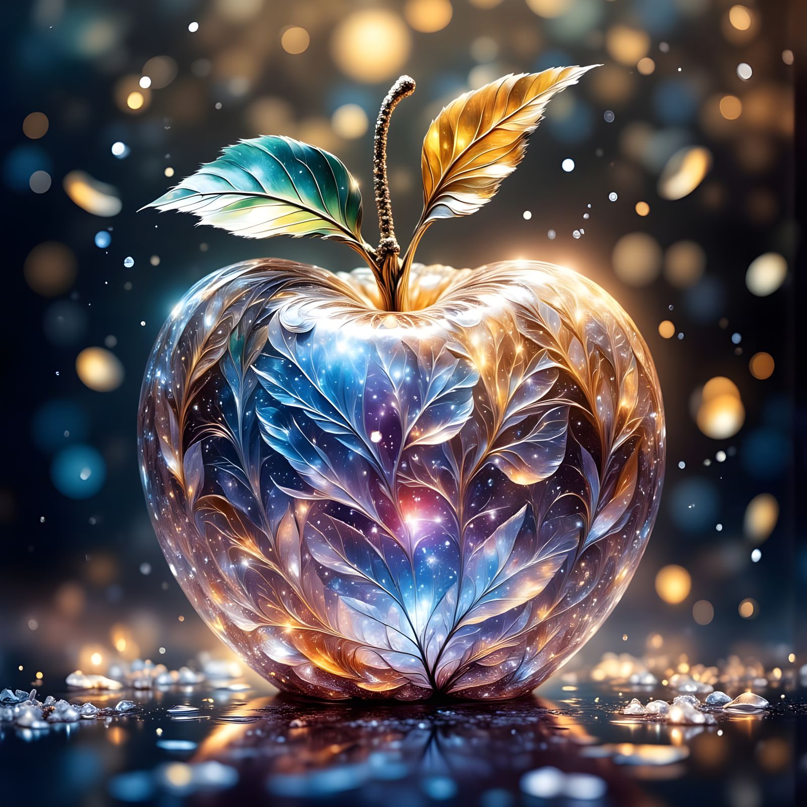 Ethereal Garden of Abundance: Crystal Apple with Goddess