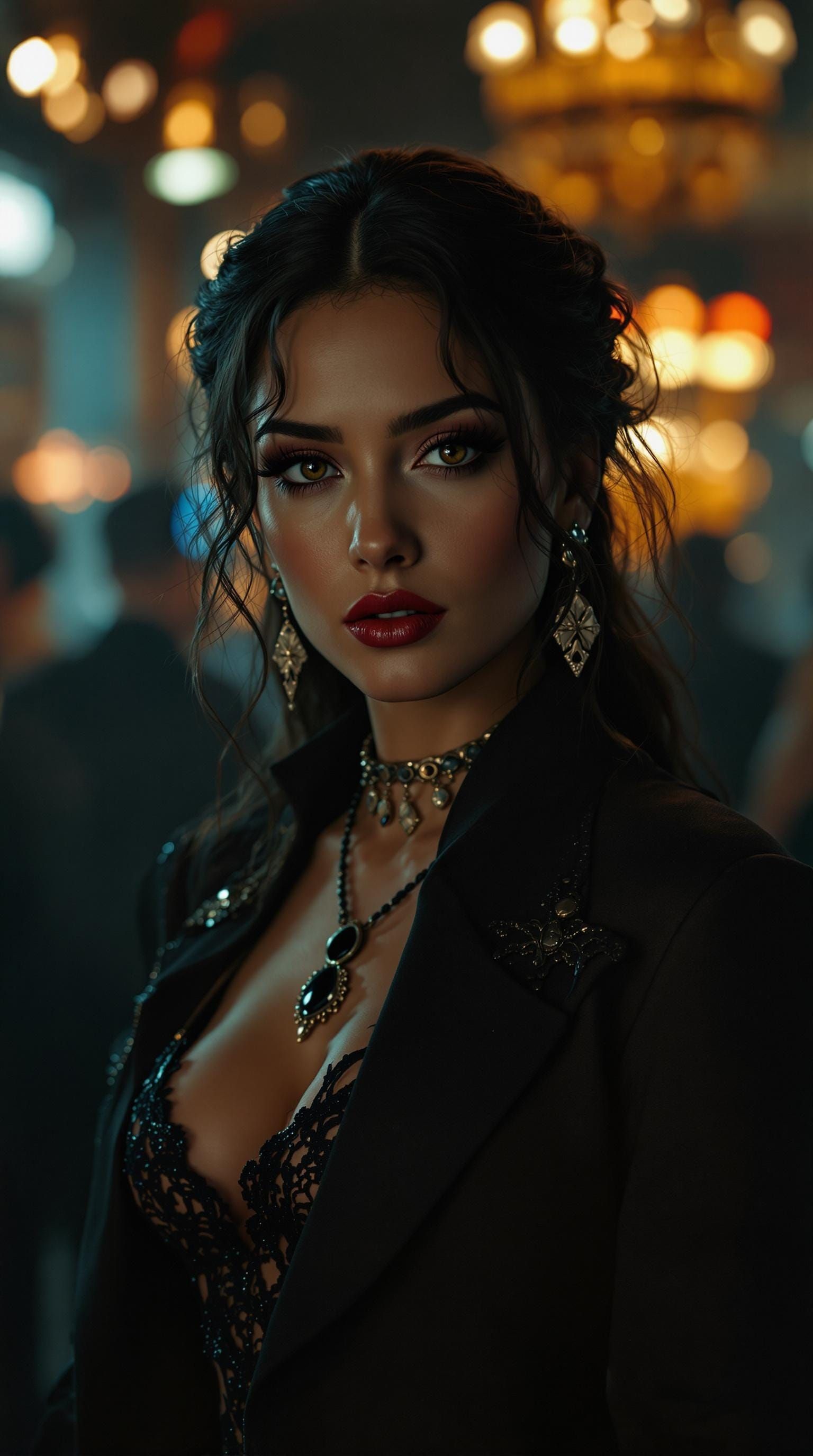 Mature Femme Fatale Steals the Spotlight in Cinematic Settin...