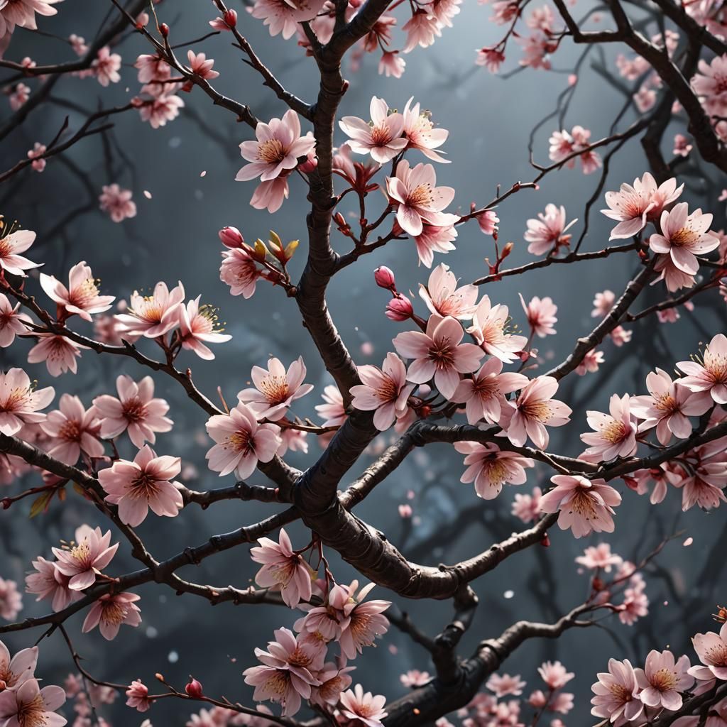 Hyperrealistic Sakura Flower Logo in 8k Resolution