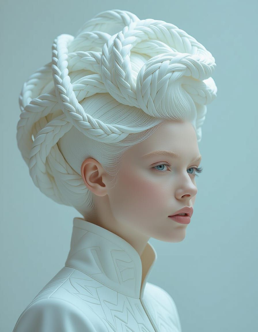 Avant-Garde Hairstyle: Surreal White Sculpture