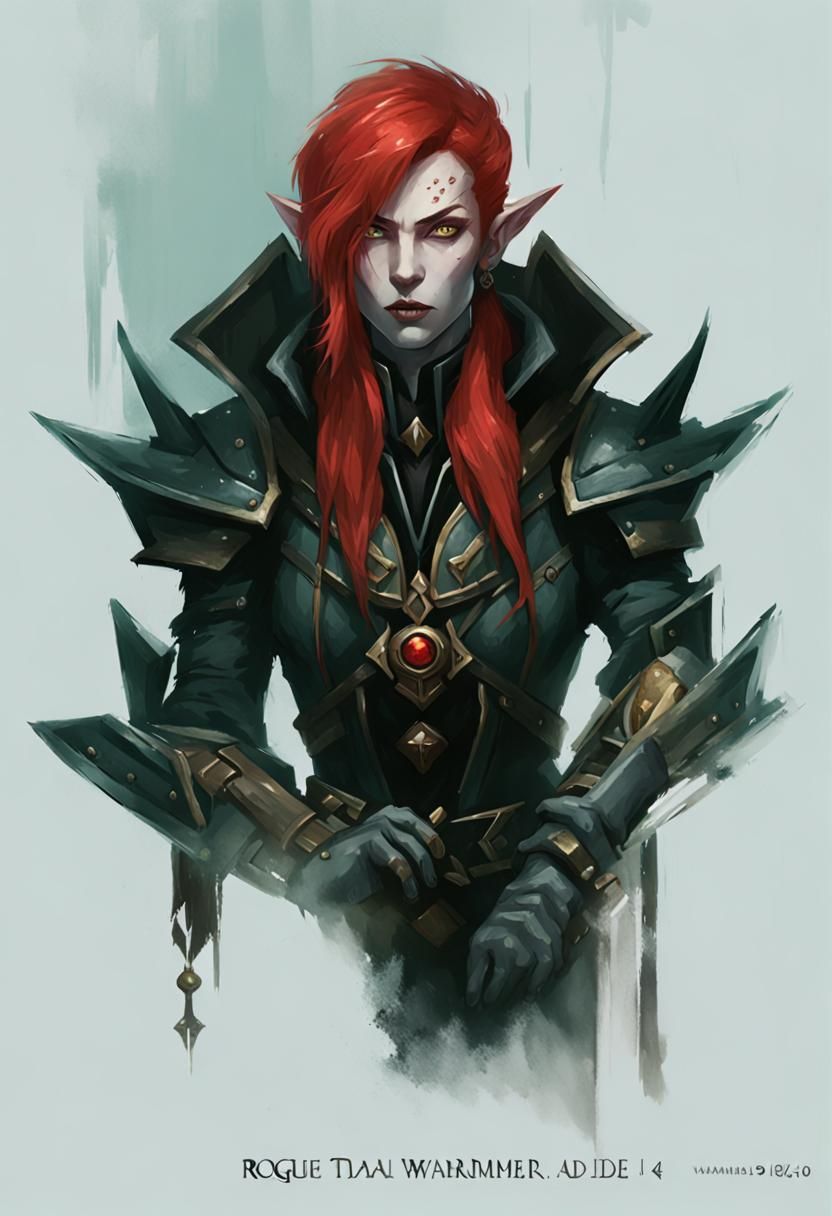 Dark Eldar Corsair Portrait in Grimdark Style