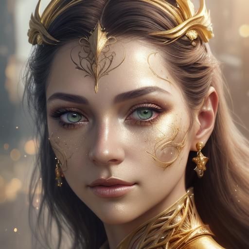 Woman with Gold Paint: Photorealistic Fantasy Art