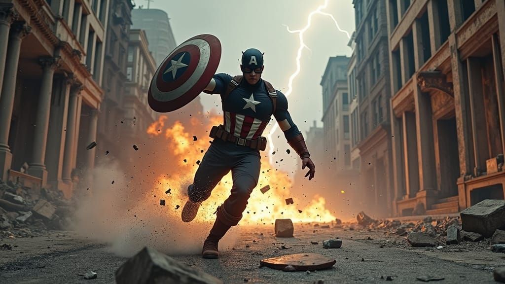 Captain America Lands in Post-Apocalyptic City
