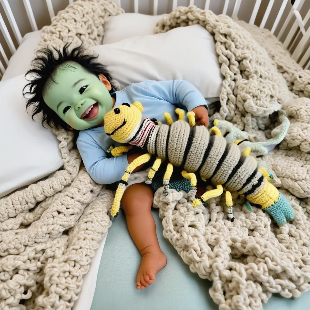 Toddler Hugs Giant Crochet Centipede Amigurumi