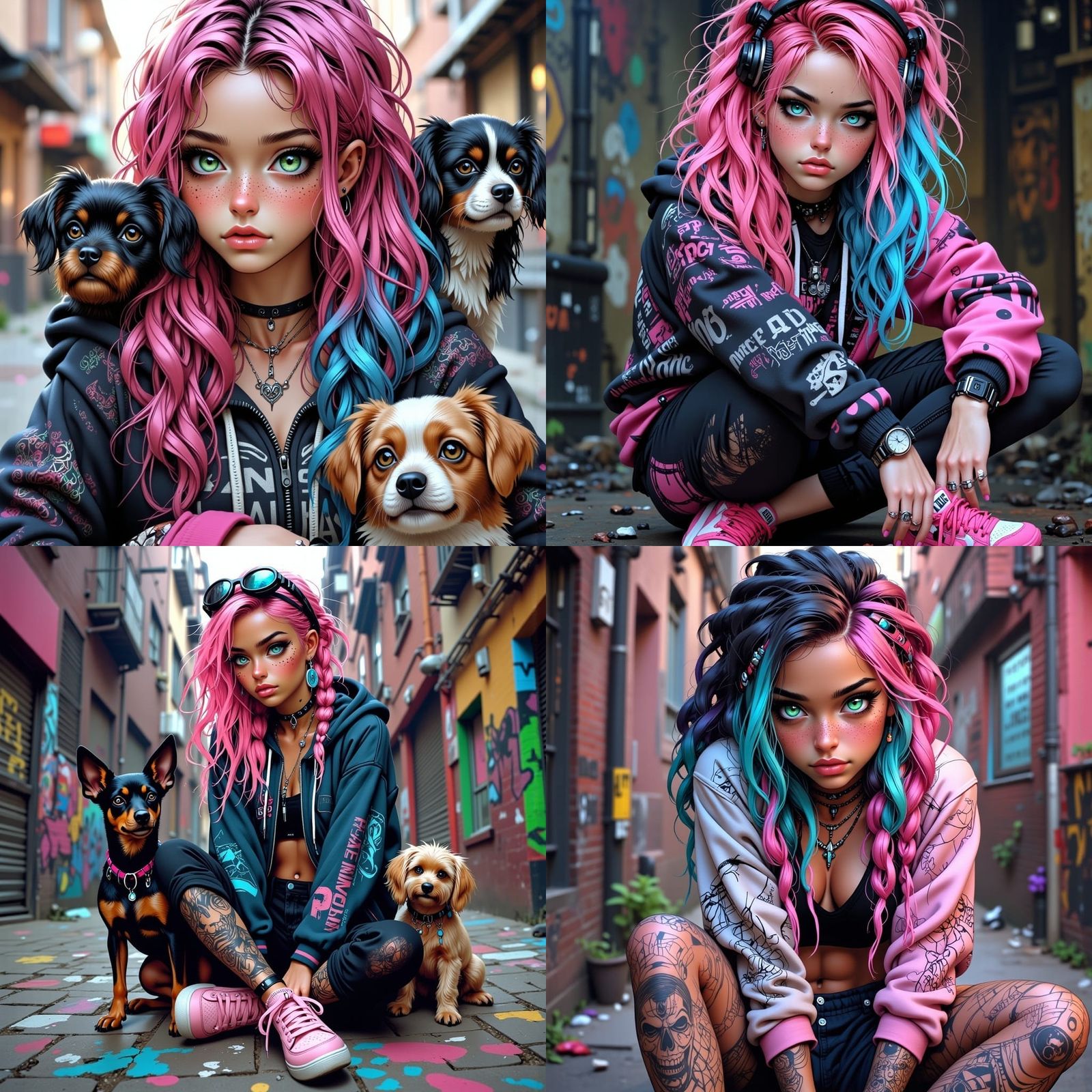 Woman with Two-Tone Hair: Digital Art Portrait