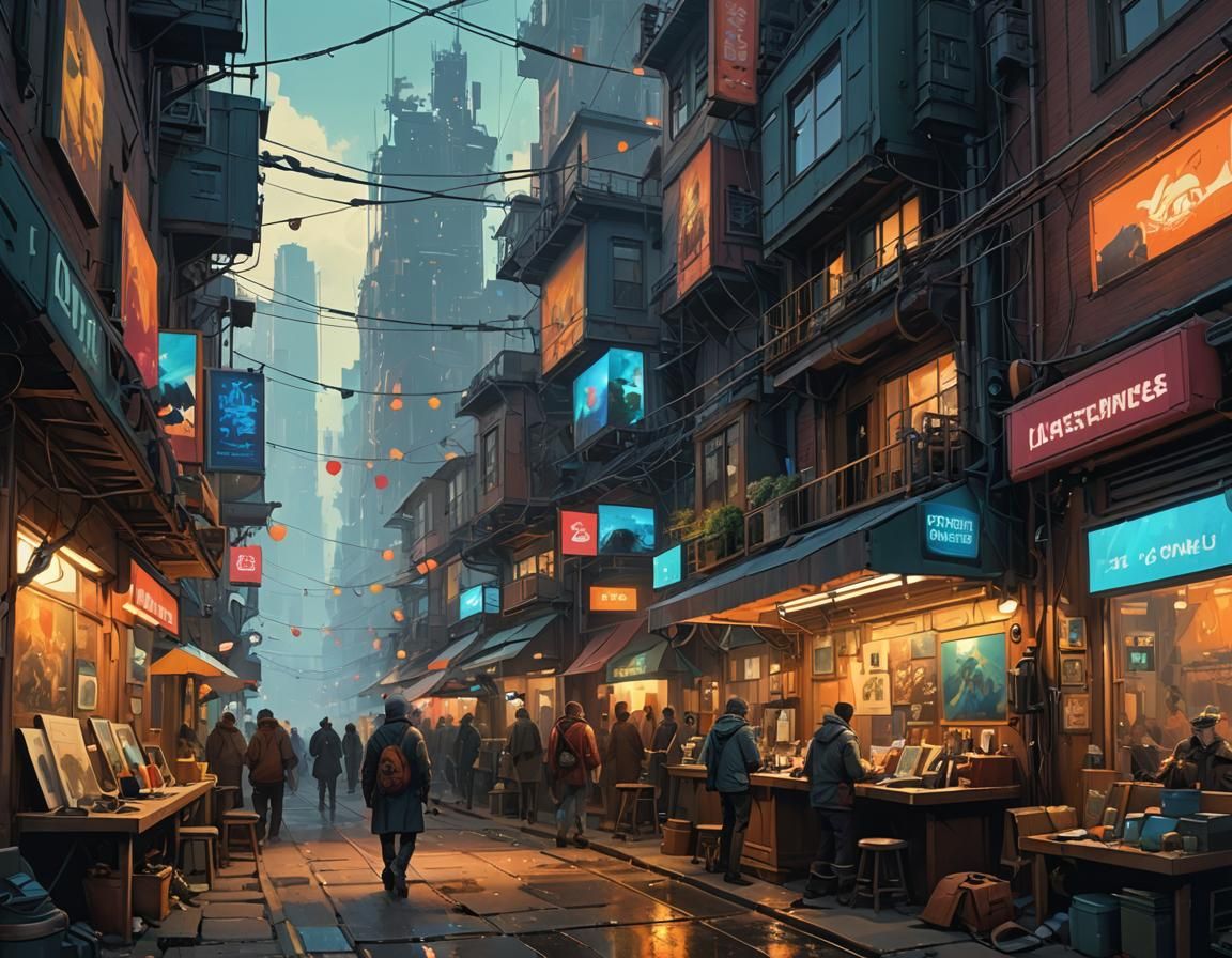 Vibrant Digital Art Showcase with Dynamic Lighting