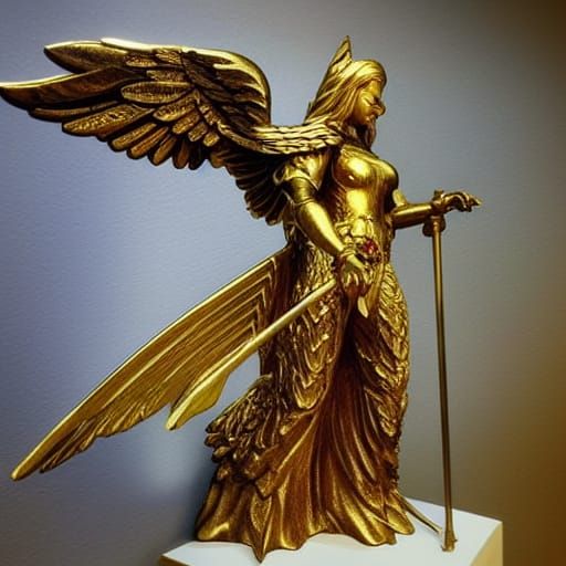 Noble Angel with Golden Wings: Fantasy Art