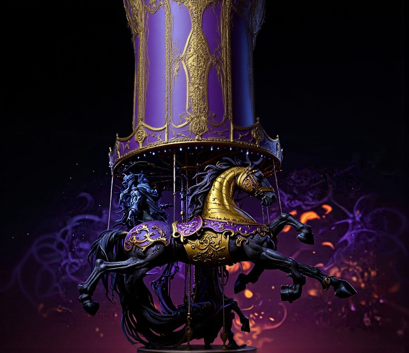 Creepy Carousel Horse in Dark Fantasy Style