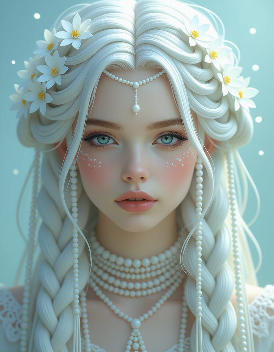 Ethereal Face with Macrame Hair Waterfall