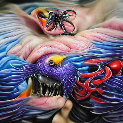 Hyperrealistic Nightmare Creature with Tentacles and Wings