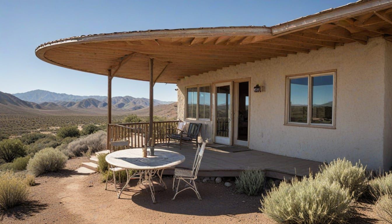 Ranch House Scene with Mysterious Saucer in Eastern Californ...