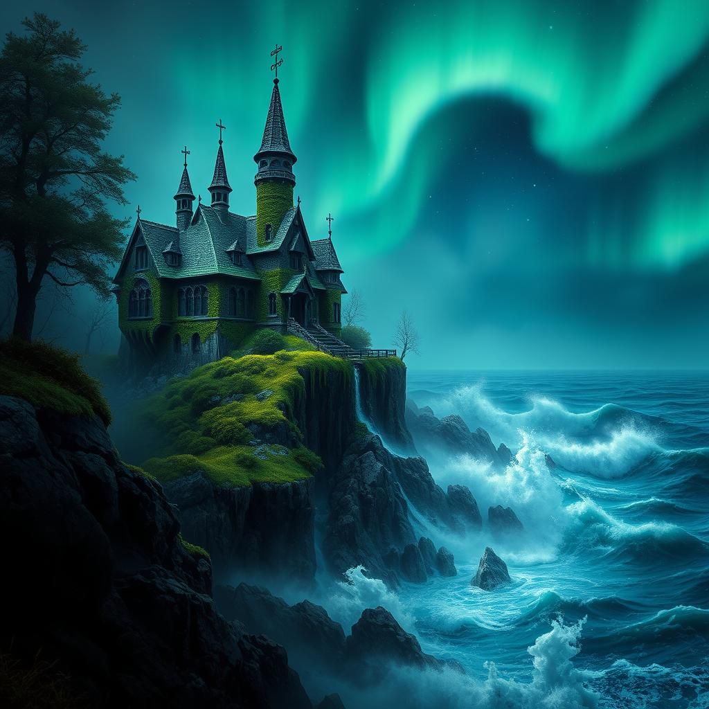 A hyper-realistic haunted house in the style of the Swallow’...