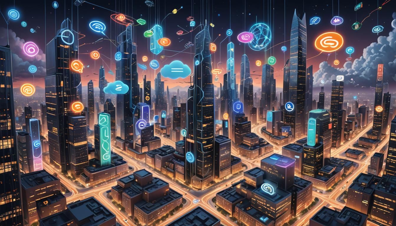 Digital Metropolis: A Conceptual Internet Illustration