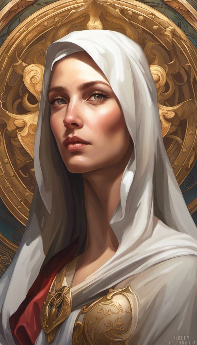 Virgin Mary and Serpent: Renaissance Portrait