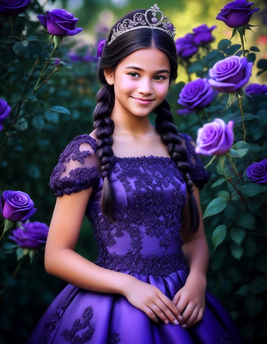 Mysterious Princess in Dark Purple Majesty