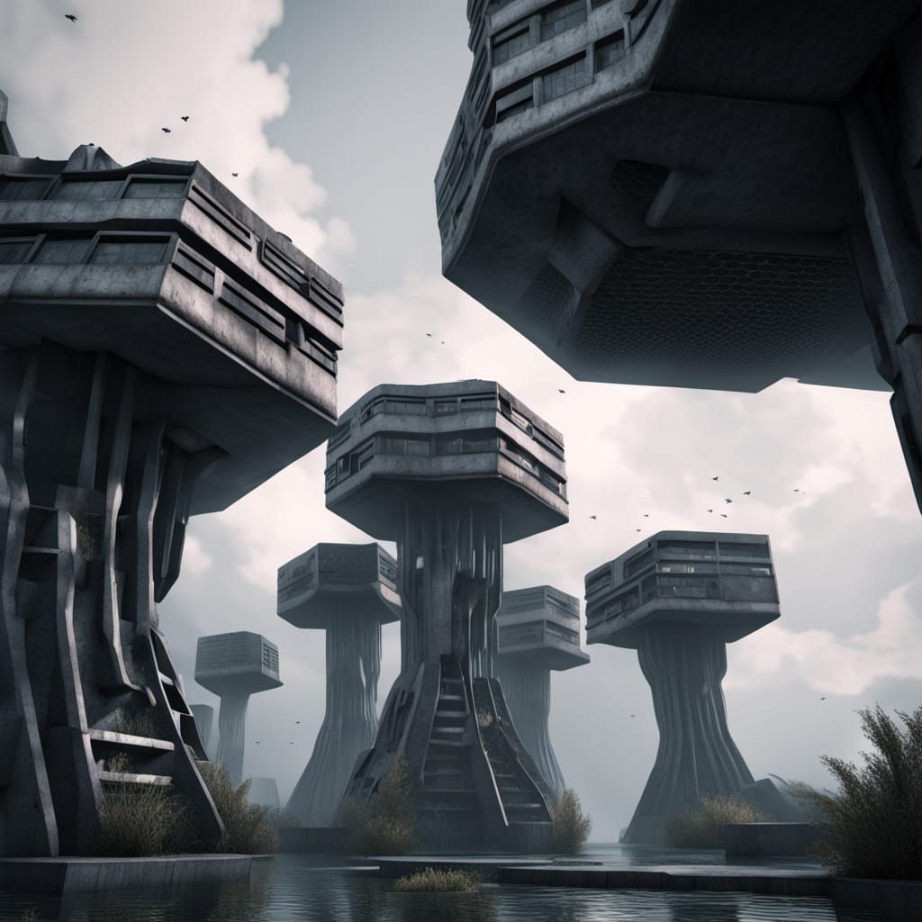 A Sinister Depiction of Macabre Dystopian Brutalism, Elabora...
