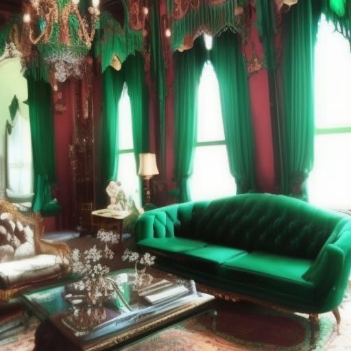 Beautiful gothic Emerald green sofa& ethereal vibes& gothic vibes& victorian vibes& regal vibes& beautiful craftsmanship...