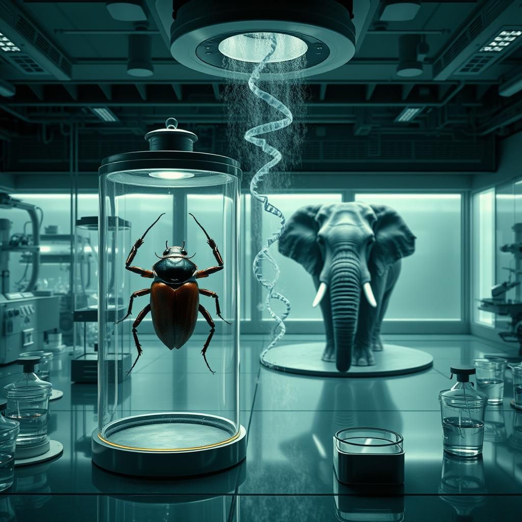 Beetle and Elephant in DNA Lab, Giger-Inspired