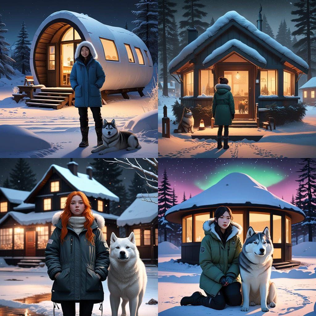 Intricate Winter Scene in Anime-Inspired 3D Art