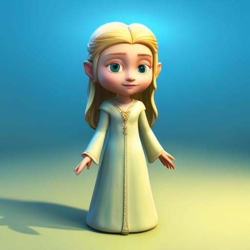 Toddler Galadriel in Pixar Disney Style
