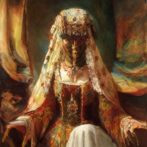 Golden Masked Woman in Water