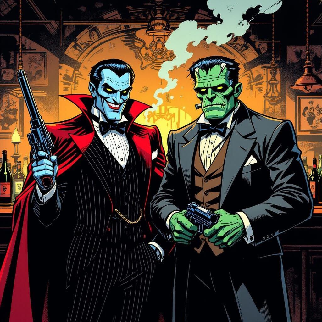 Dracula and Frankenstein as Prohibition Gangsters in Noir St...