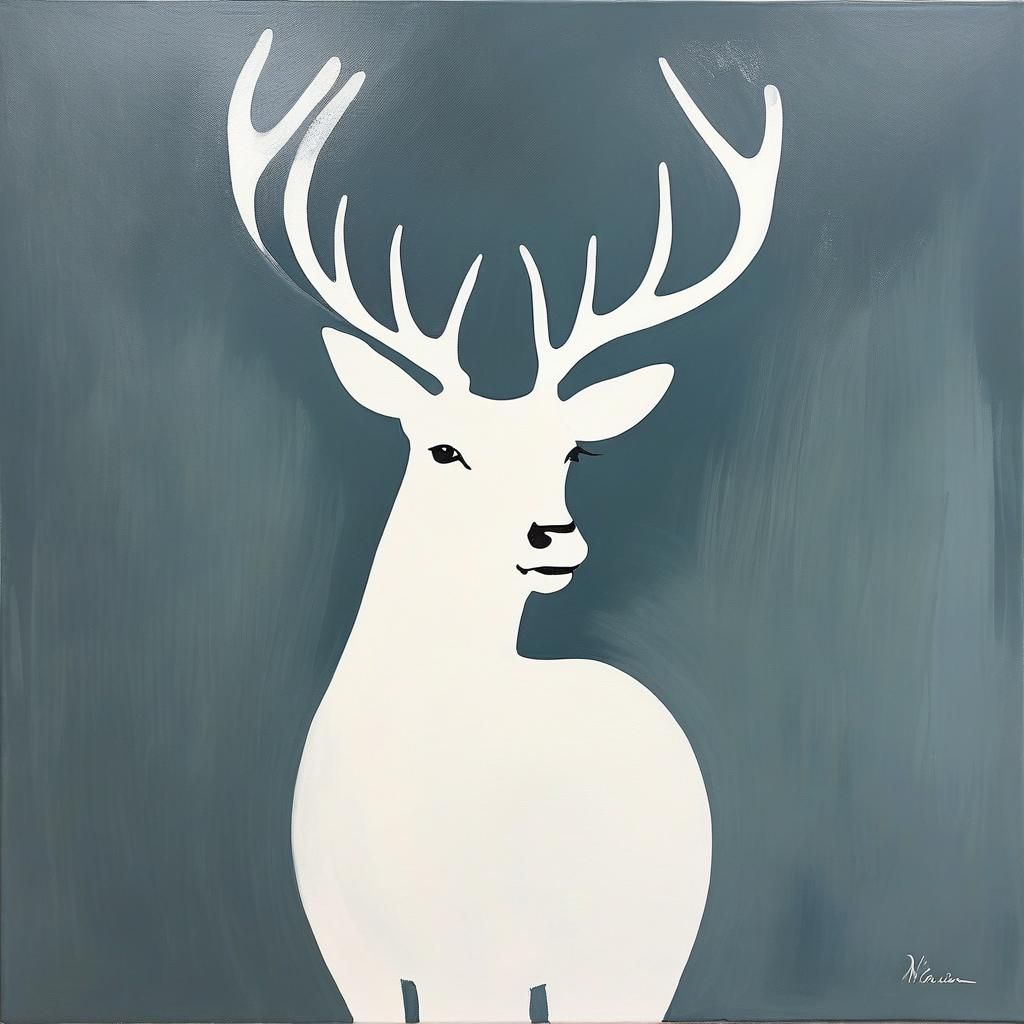 Elegant Minimalist Animal Painting Midshot