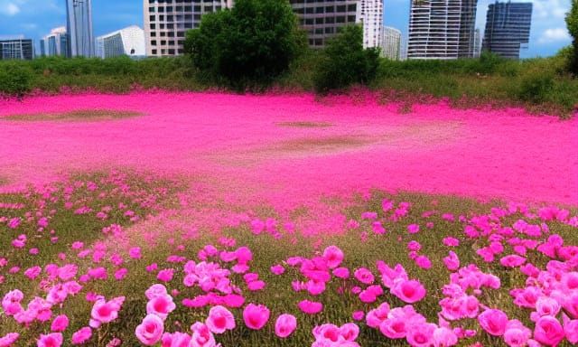 Pink Floral Cityscape: A Girly Urban Dream