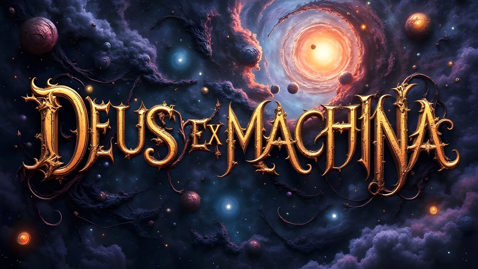 DEUS EX MACHINA Words in Dark Oil Paint Style