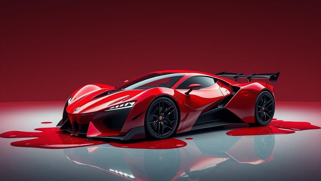 Futuristic Honeycomb Car in Red and Black