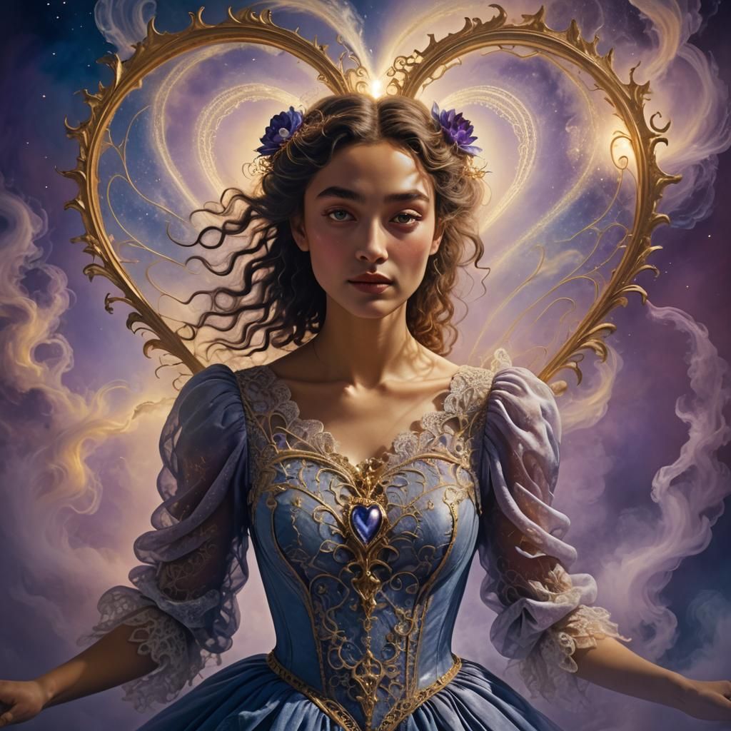 Lace Heart Portrait in Surreal Fantasy Style