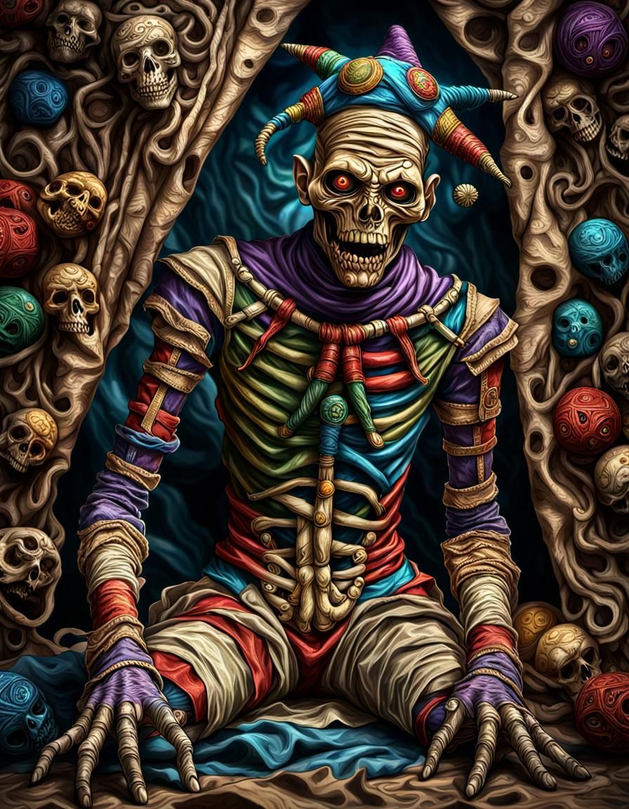 Polychromatic Jester Mummy Bursting Forth