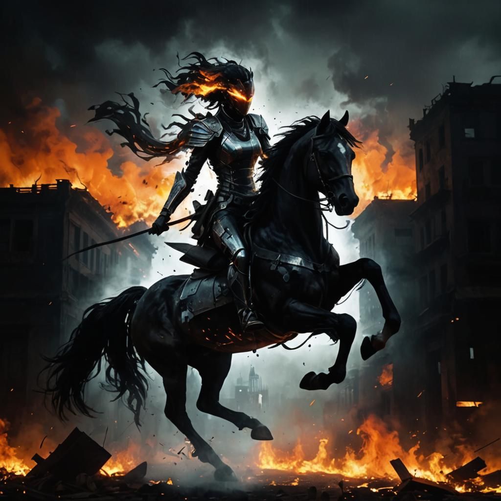 Glitch Art: Shadow Figure Escaping Dystopian Inferno