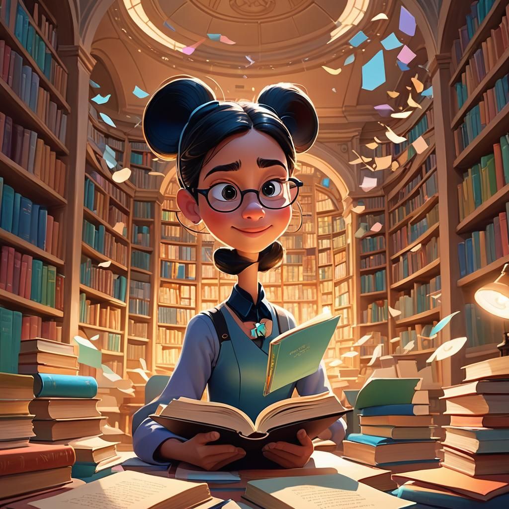 Kind Librarian in Grand Library: Pixar Concept Art