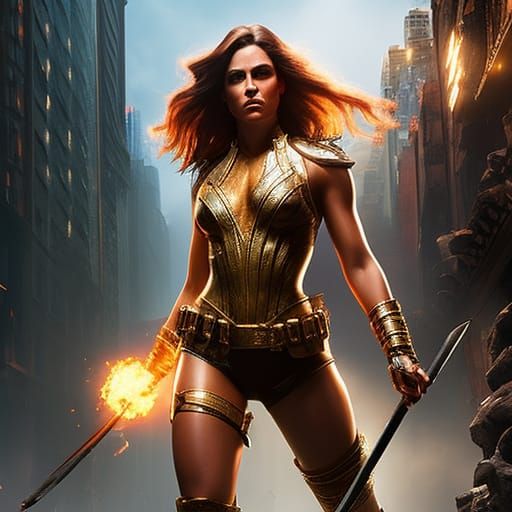 Hyperrealistic Female Boxer in Splash Art Style