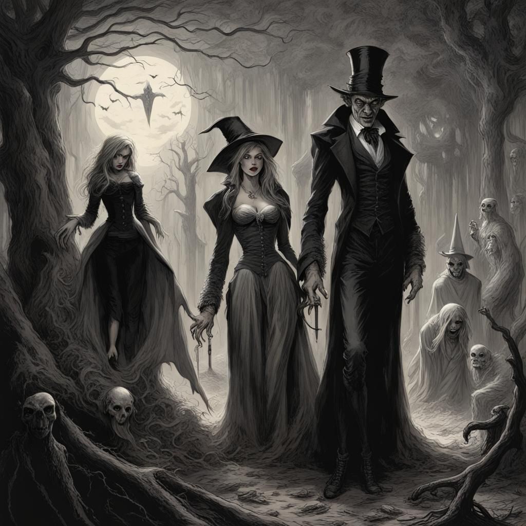 Horror Art: Vampire, Witch, and Monster Girl