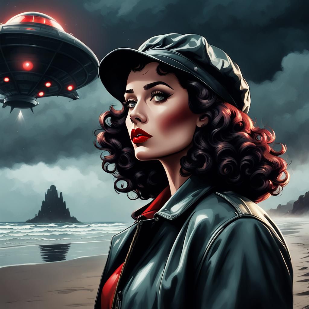 Film Noir Comic: Woman Witnesses Alien Invasion
