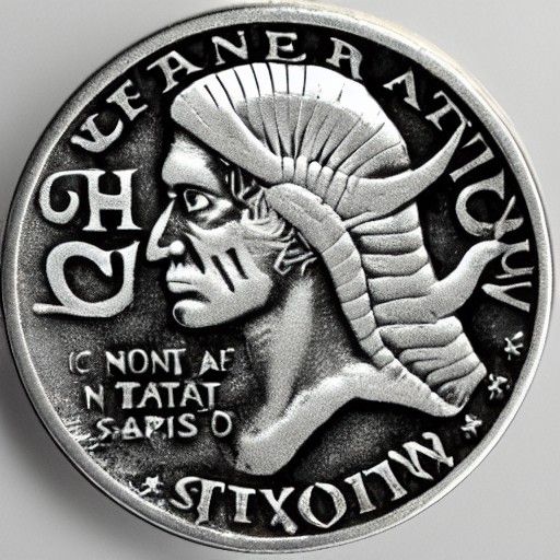 Detailed Silver Coin Portrait of Satan