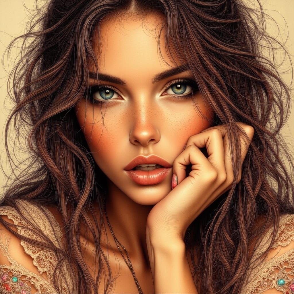 Intriguing Portrait of a Woman with Curious Gaze