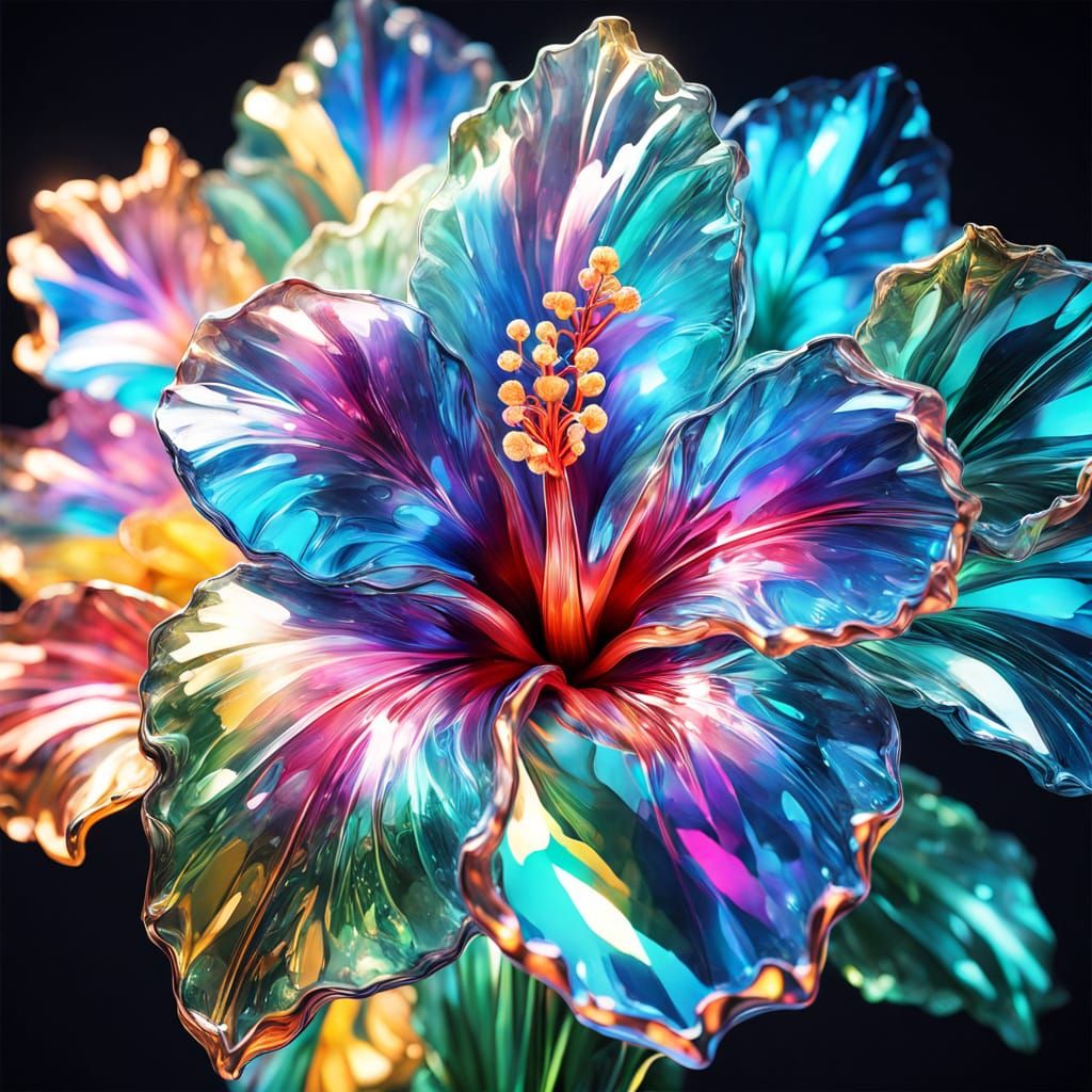 Sparkling Crystal Hibiscus Bouquet in Dreamlike Light