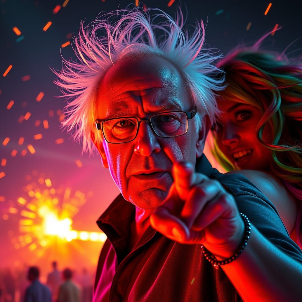 Bernie Sanders Illuminated by Burning Man Flames at Coachell...