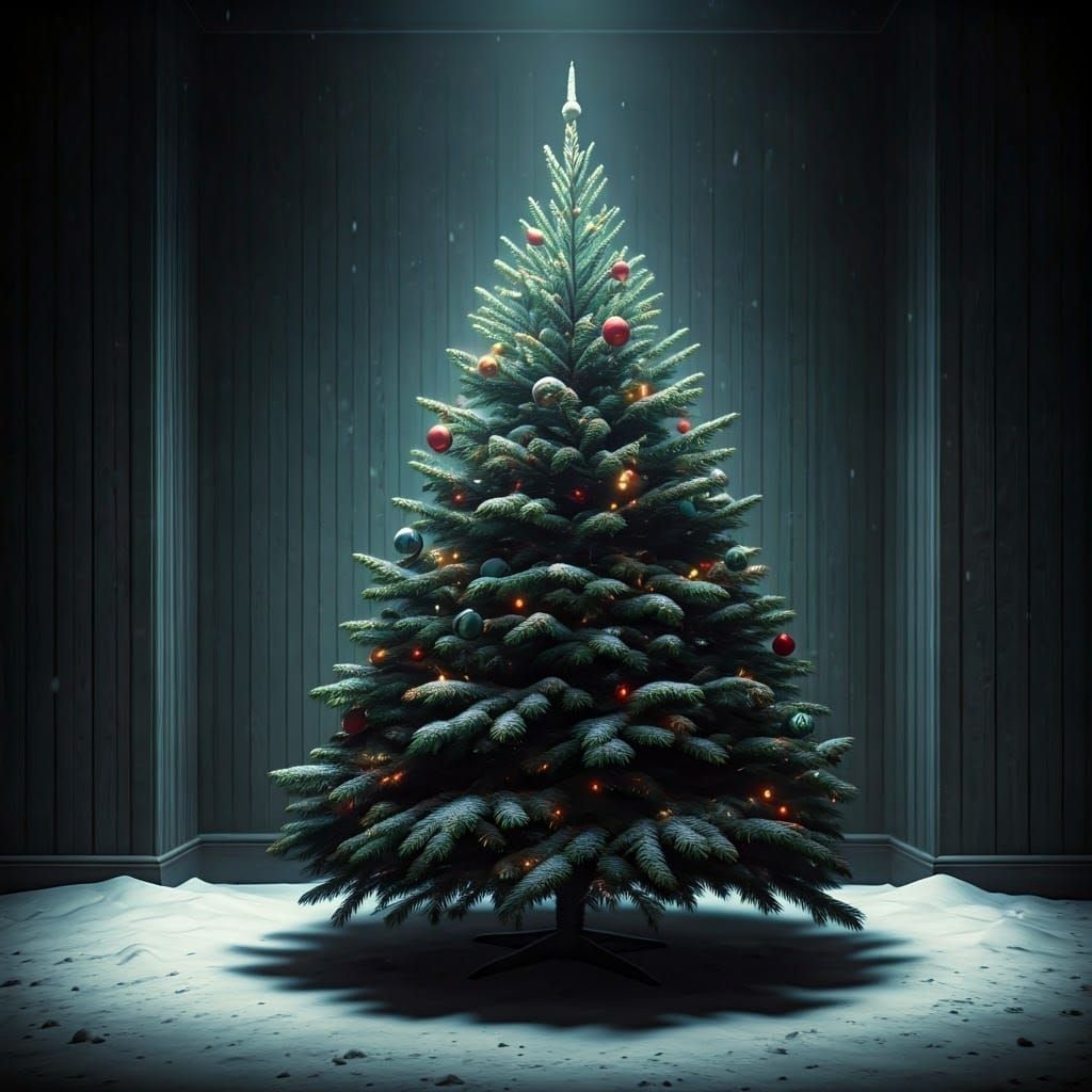 Melancholic Christmas Tree in Atmospheric Style