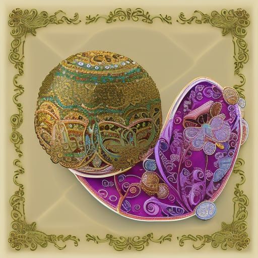 Ornate Easter Egg in Art Nouveau Style