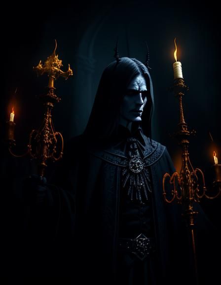 Lucifer: Unholy Gothic Saint in Ornate Cathedral