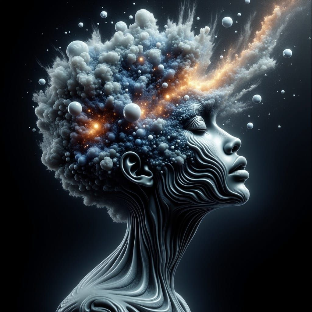 Translucent Alien Bursting from Space, Hyperrealistic Art