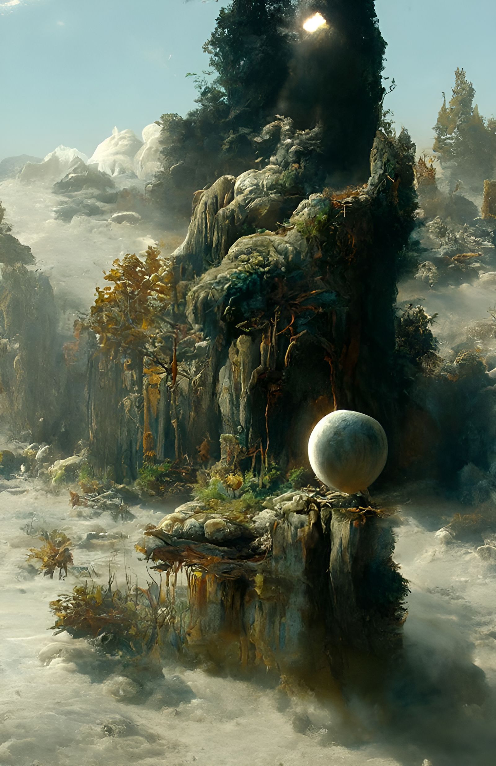 Surreal Alien Landscape with Glowing Flora