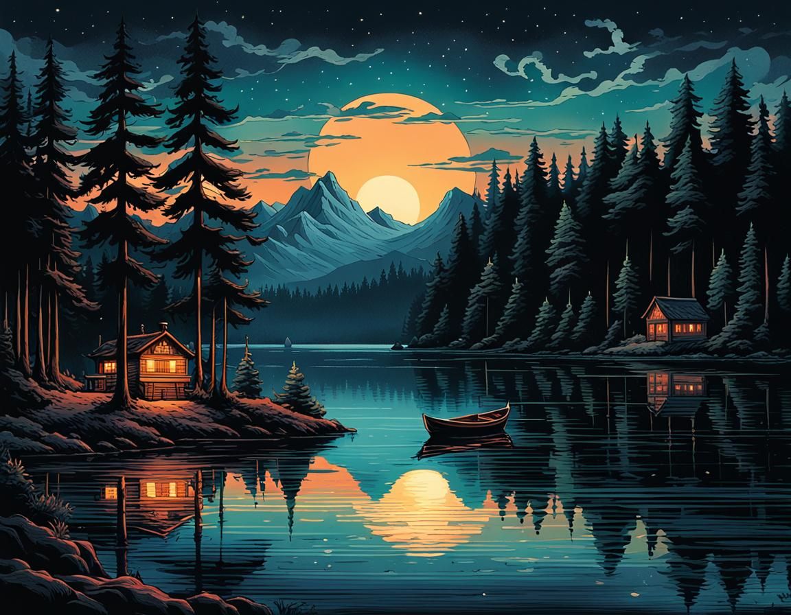 Moonlit Lake: A Franco-Belgian Comic Art Scene