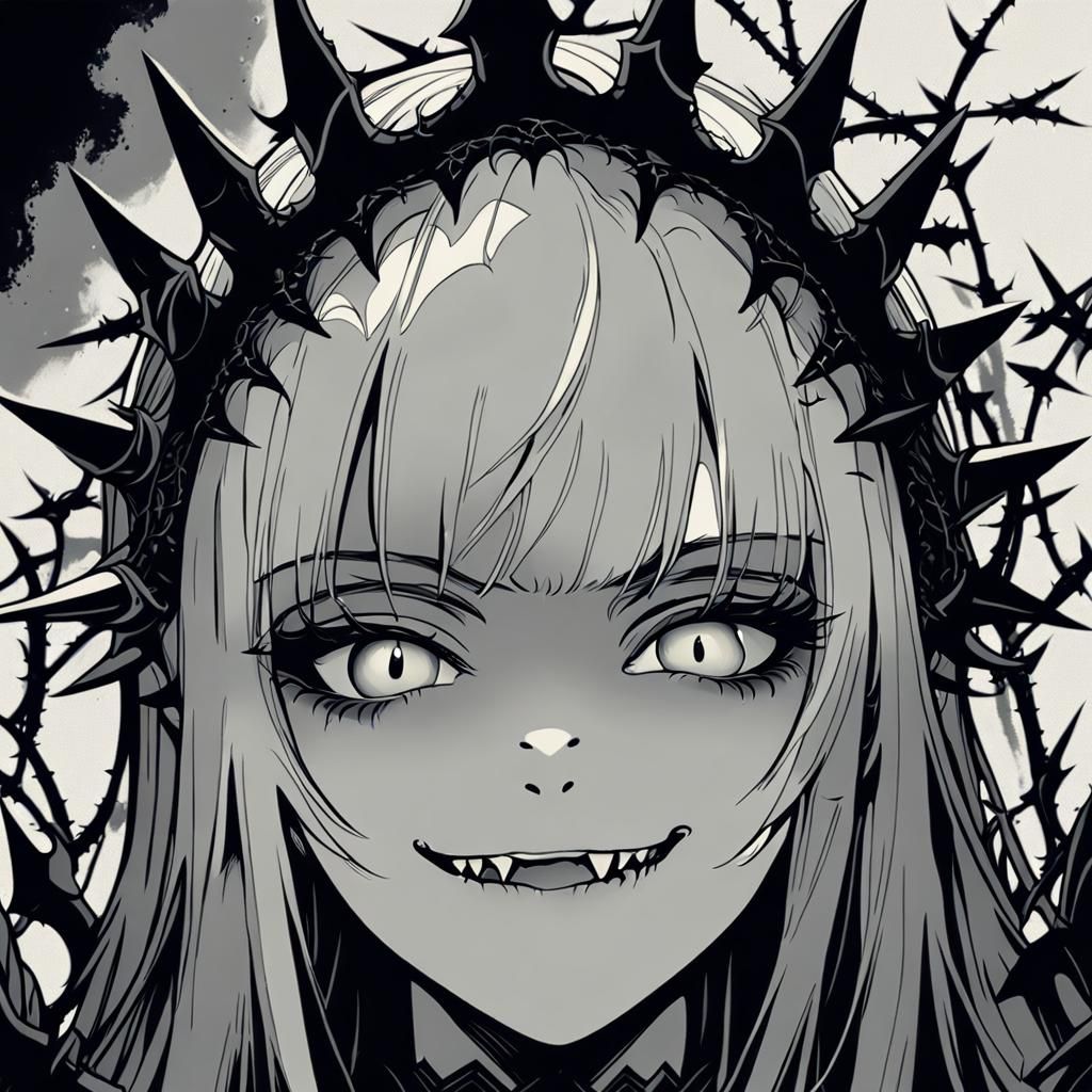 Anime Portrait: Gothic Woman with Silver Hair