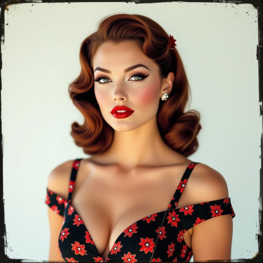 Rockabilly Pin-Up Girl in 1960s Fashion Shoot Style